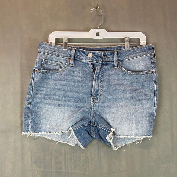 Old Navy Women’s Shorts Size 10 Blue High-Rise OG Straight Zip Fly with Button - Picture 1 of 6